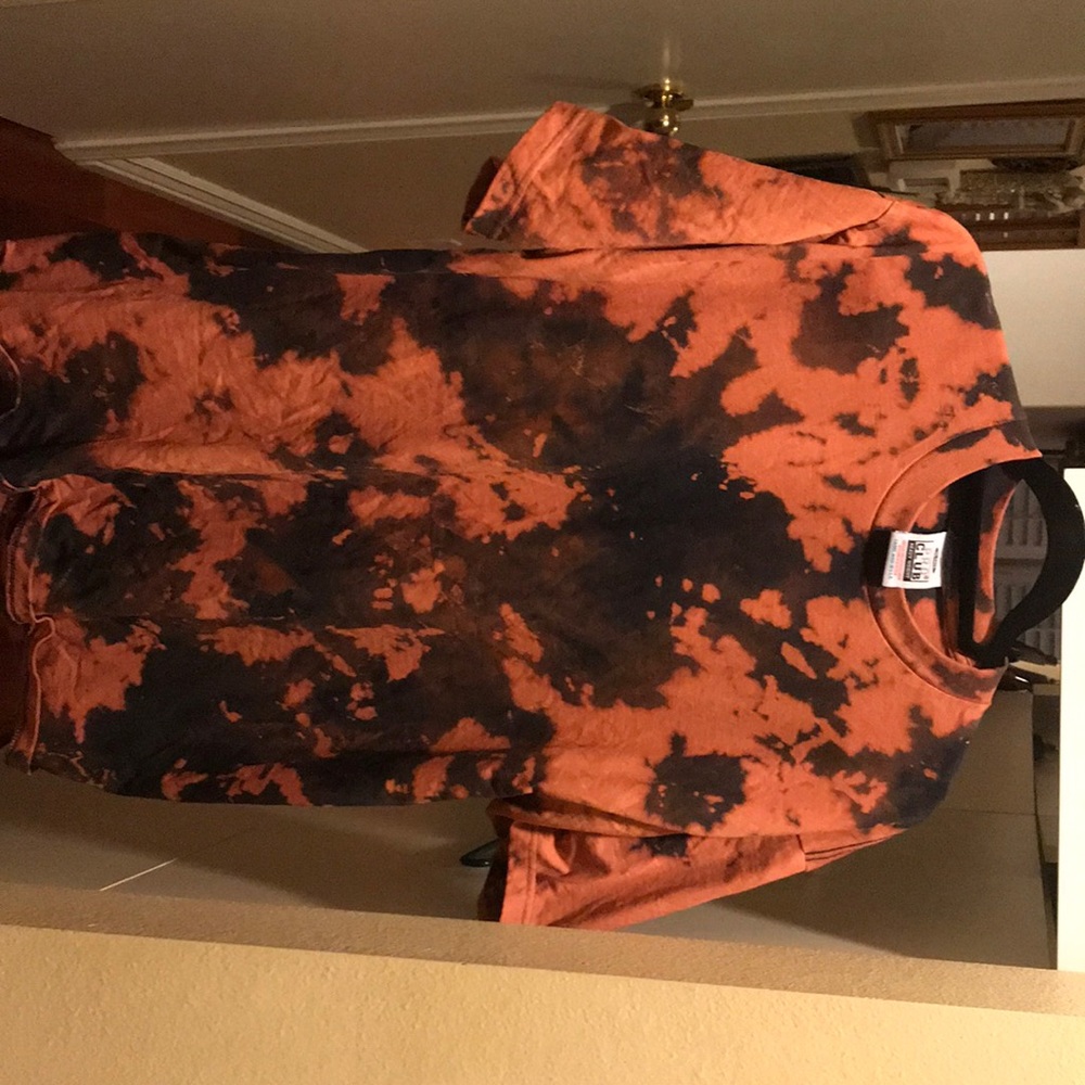 Custom navy blue bleach tye dyed T-shirt